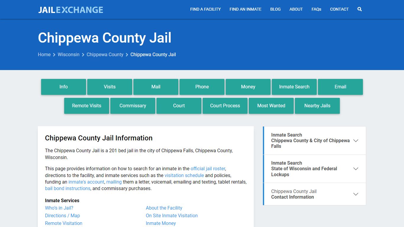 Chippewa County Jail, WI Inmate Search, Information